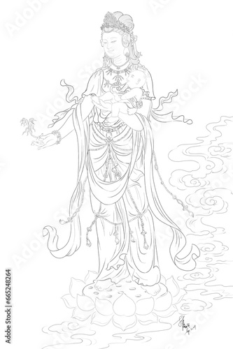 Avalokitesvara Bodhisattva  Sketch illustrations 
