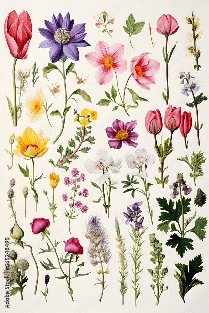 set of flowers set of flowers