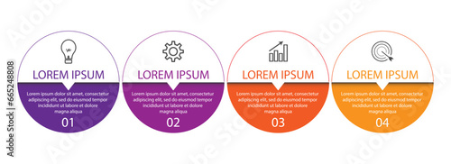 four step infographic design, simple design, lines, colors, icons, 4 parts, suitable for your business presentation