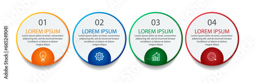 four step infographic design, simple design, lines, colors, icons, 4 parts, suitable for your business presentation