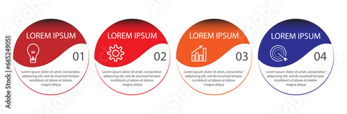 four step infographic design, simple design, lines, colors, icons, 4 parts, suitable for your business presentation