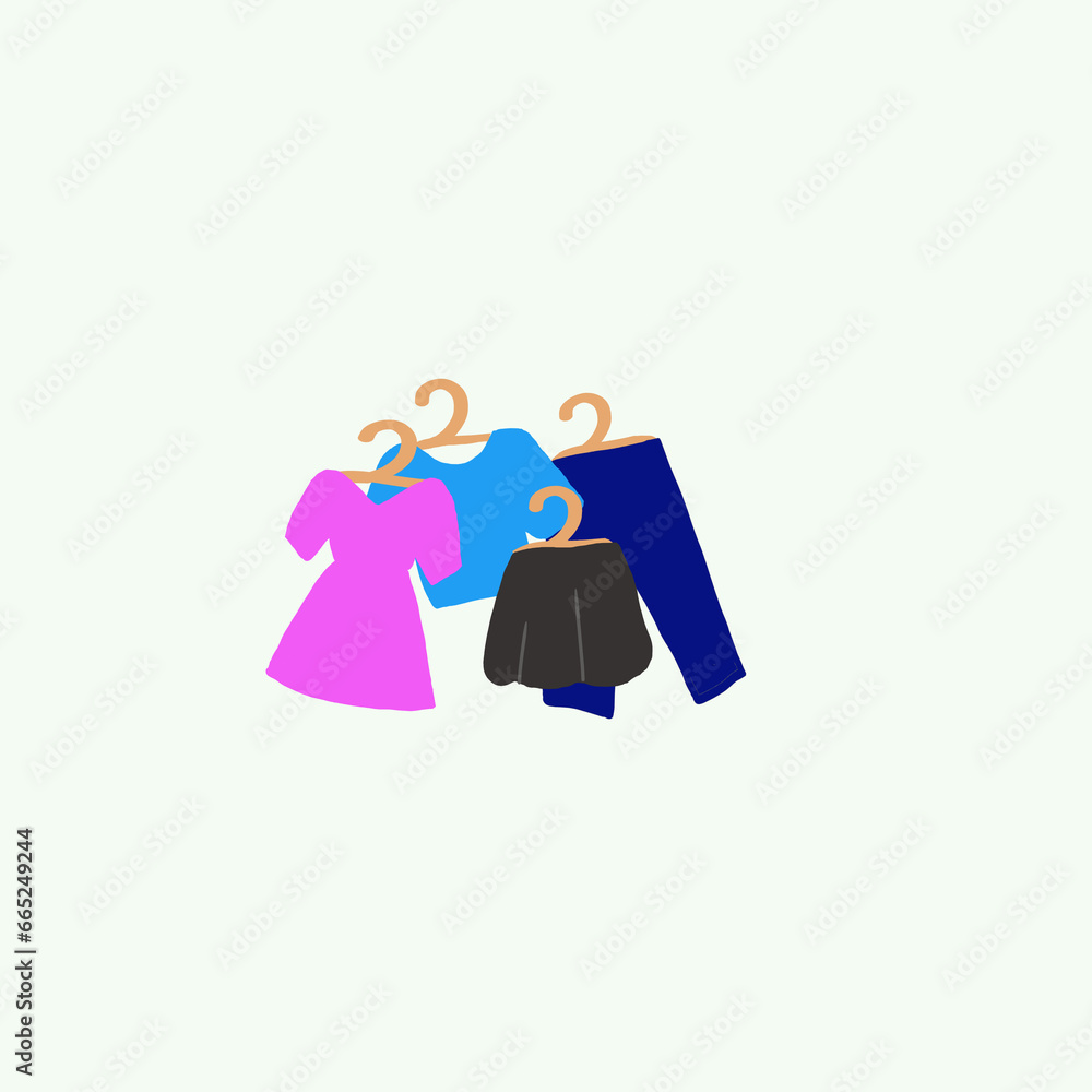 illustrations of clothing such as shirts, skirts, trousers and dresses that sellers can use to briefly explain the products the seller is selling. illustrations of clothing such as shirts, skirts, trousers and dresses that sellers can use to briefly explain the products the seller is selling.