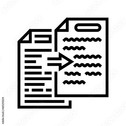 plain language technical writer line icon vector. plain language technical writer sign. isolated contour symbol black illustration