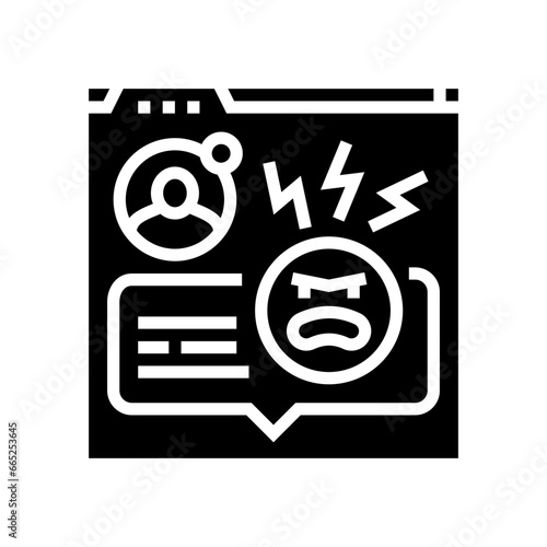 insulting comments cyberbullying glyph icon vector. insulting comments cyberbullying sign. isolated symbol illustration