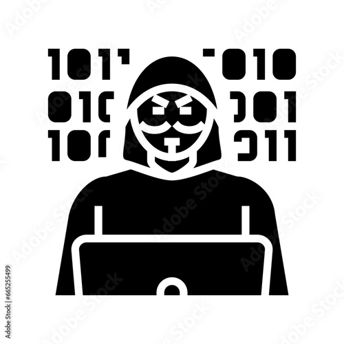 anonymous attacker cyberbullying glyph icon vector. anonymous attacker cyberbullying sign. isolated symbol illustration
