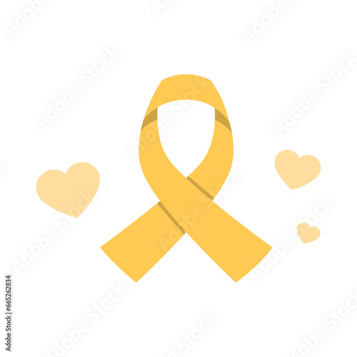 Vector yellow ribbon symbol of breast cancer disease vector illustration isolated on background