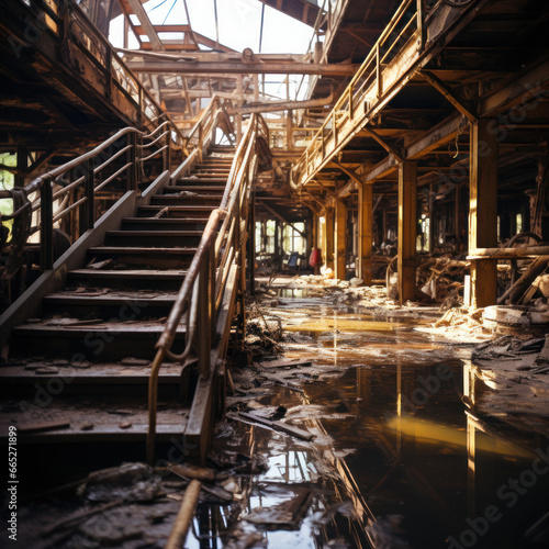  an abandoned factory in brown color 