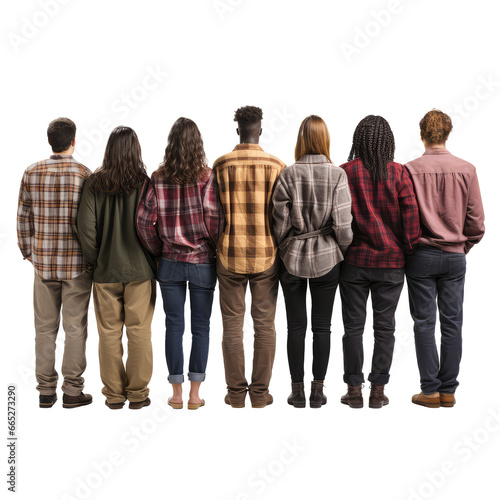 People in flannel shirts Turn your back to the camera