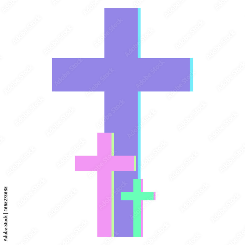 Three crosses in different sizes in Easter colors