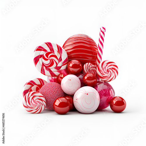 Colorful candy lollipops and sweets heap. seamless pattern Christmas element Generative AI