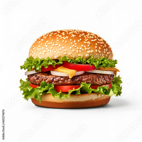 Meat burger, on white background