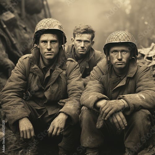 WWII American Soldiers Veterans and Heroes Greatest Generation Concept Archival Photo Historical World War II Allied Forces 