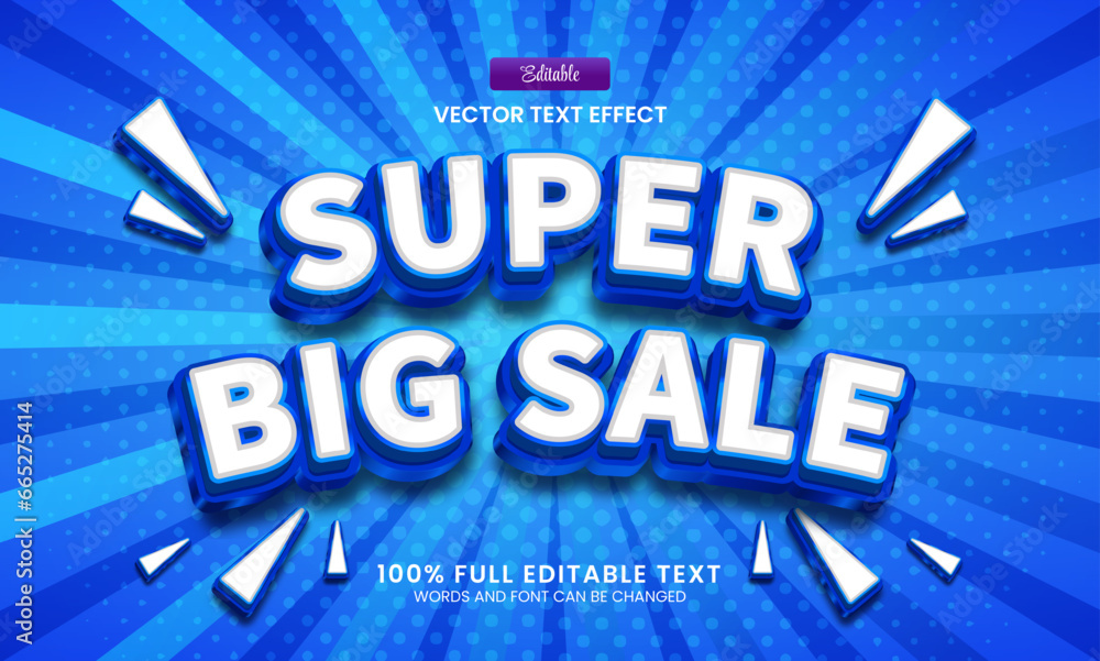 Design editable text effect, Super Big Sale 3d cartoon vector illustration Design editable text effect, Super Big Sale 3d cartoon vector illustration