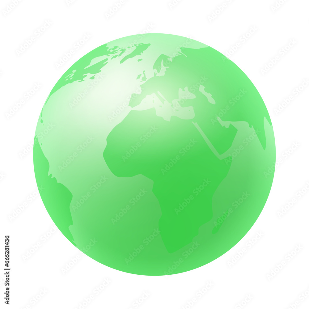 Vector world globe map. north america centered map. green planet sphere icon