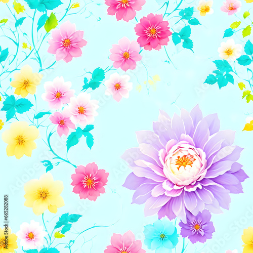 Seamless patterns Stencil painting flowers