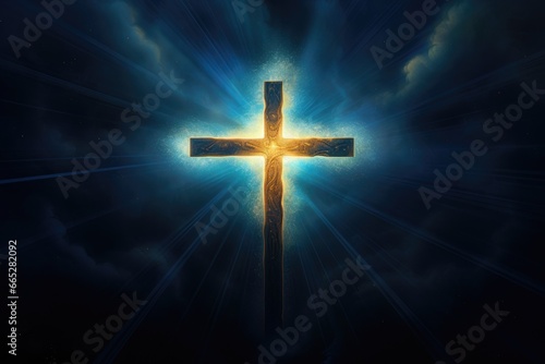 Cross symbol in mystical light Cross sign holy