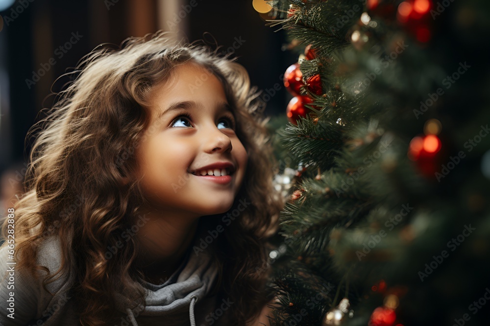 Cute little boy and girl with Santa Claus in room decorated for Christmas Cute little boy and girl with Santa Claus in room decorated for Christmas