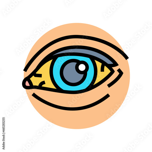 yellowing the skin eyes disease symptom color icon vector. yellowing the skin eyes disease symptom sign. isolated symbol illustration