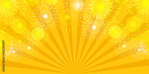 日の出　太陽　花火　金　背景