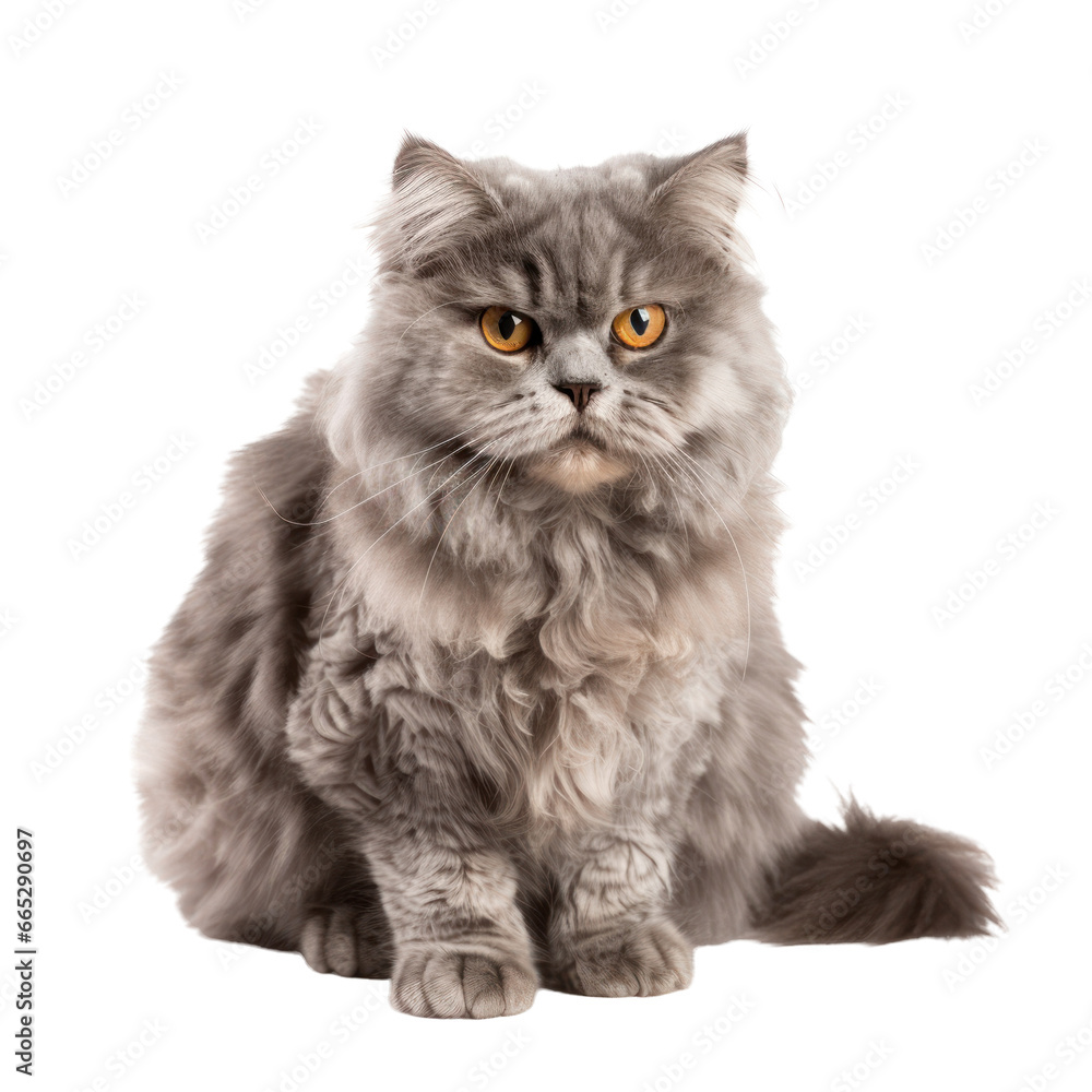 Selkirk Rex cat isolated on transparent background,transparency 