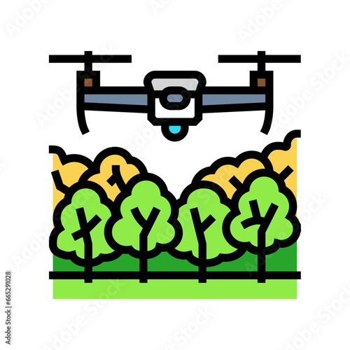 forest management drone color icon vector. forest management drone sign. isolated symbol illustration