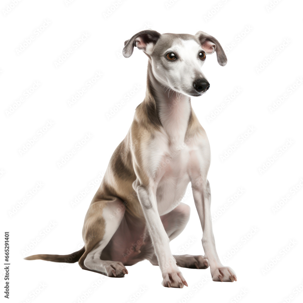 whippet dog portrait isolated on transparent background,transparency 