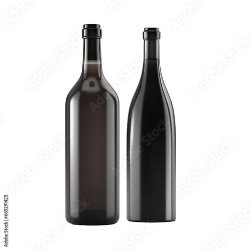 Champagne or wine bottles mockup in 3d style isolated on transparent background,transparency 