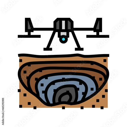 mining operations drone color icon vector. mining operations drone sign. isolated symbol illustration