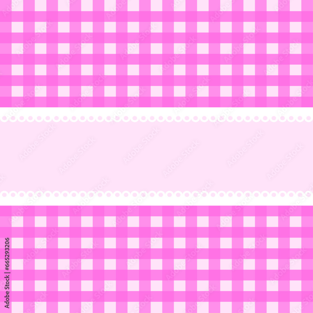 Vector card with pink checkered background