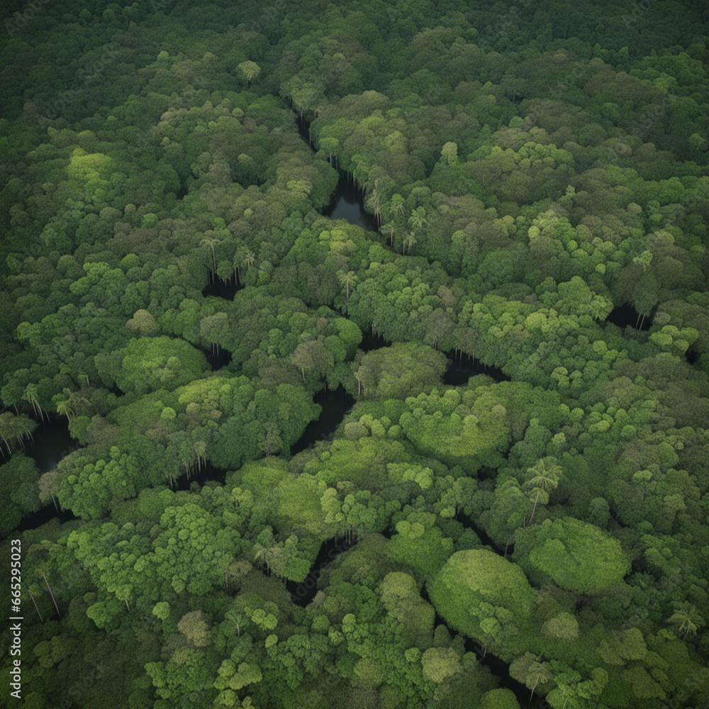 Dense Amazon rainforest area, Generative AI Dense Amazon rainforest area, Generative AI