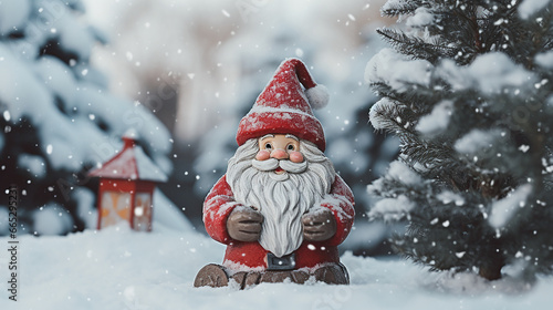 A Santa Claus figurine in the snow © GS Edwards Studio