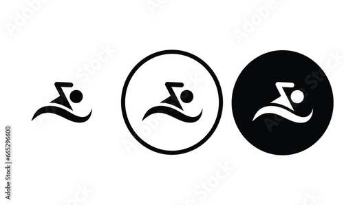 icon swimmer black outline for web site design 
and mobile dark mode apps 
Vector illustration on a white background