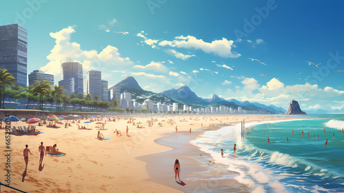 illustration of Copacabana Beach photo