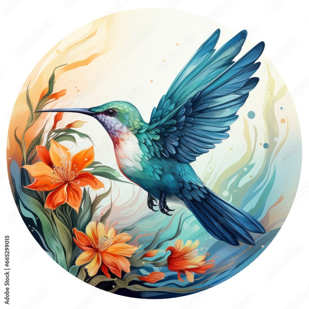 Obraz premium Hummingbird clipart on white background.