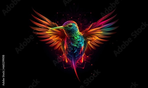 hummingbird logo with multiple colors flying through the air.. © Fatema