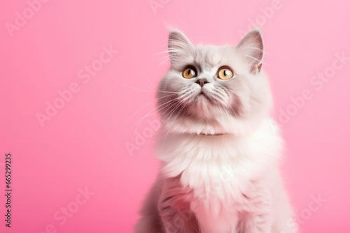 Pink colored cat on Pink Background. © Fatema