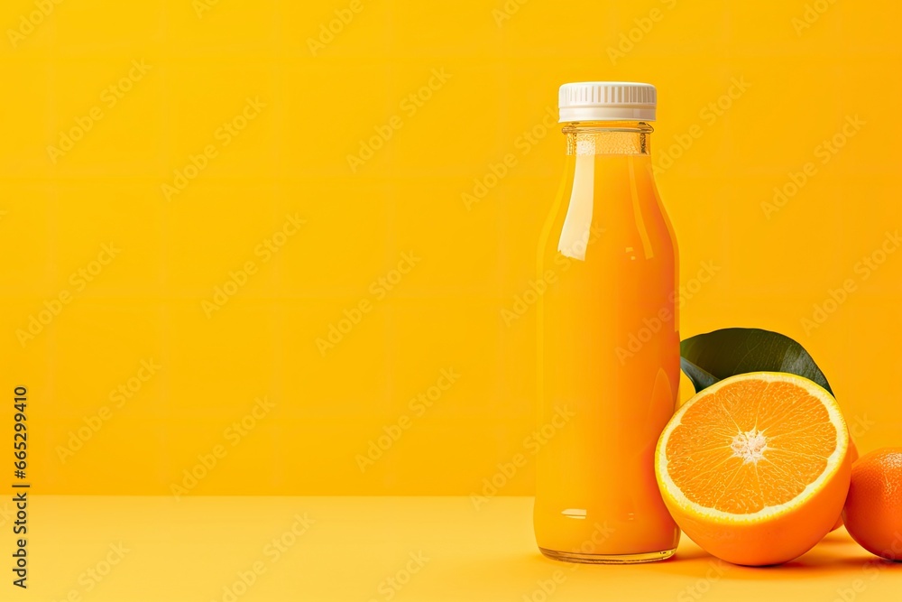 Orange Juice bottle on orange background. Orange Juice bottle on orange background.