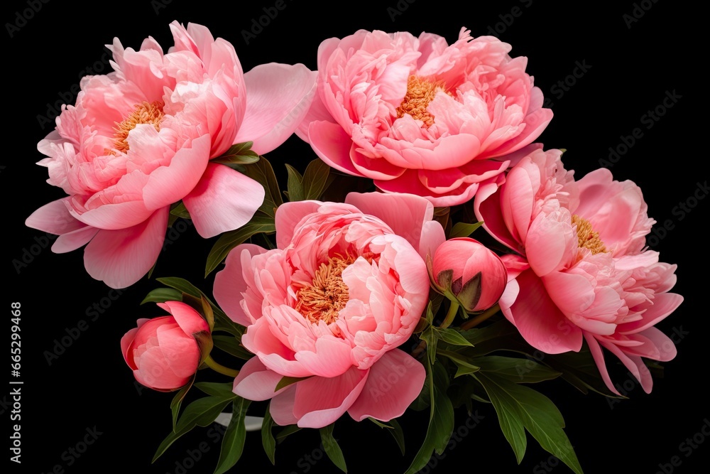 Peony isolated on black background. Peony isolated on black background.