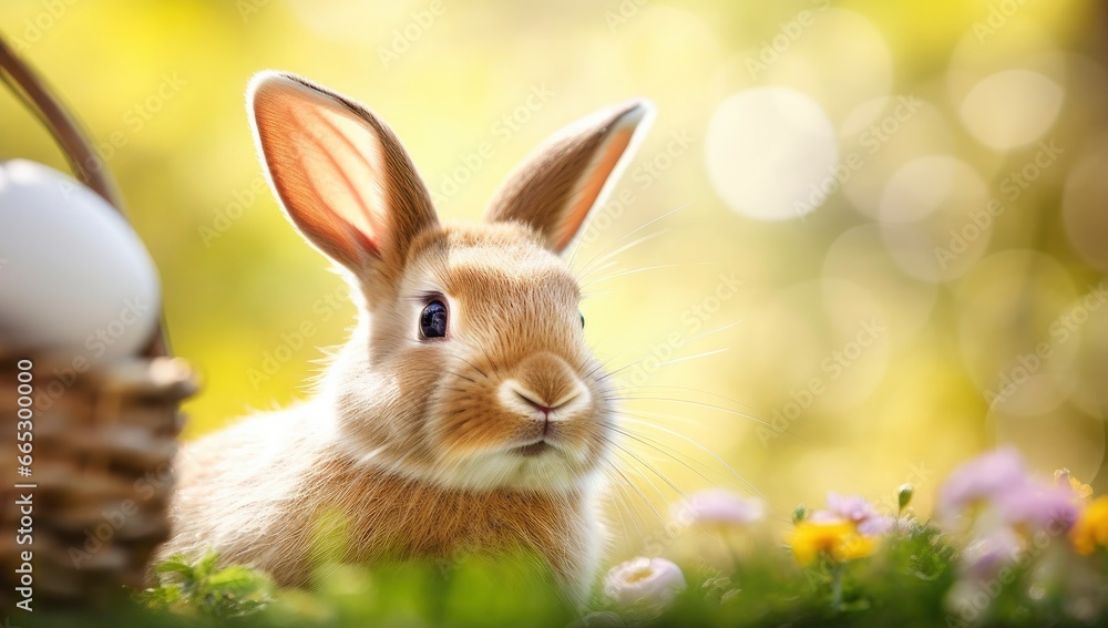 Obraz premium Easter Bunny with beautiful Spring Nature.