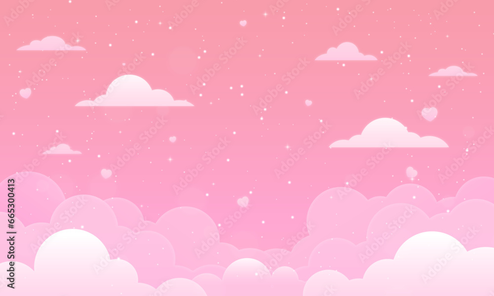 Vector colorful clouds background with stars magical design