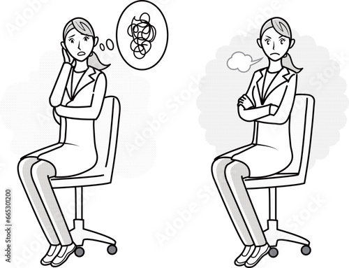 診察する女性医師のイラストセット
