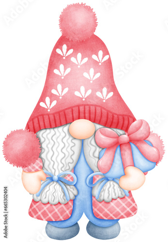 watercolor Winter gnome illustration is a beautiful and festive depiction of this popular holiday character	

