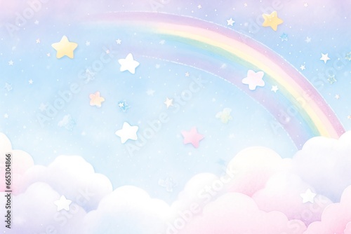 Fantasy sky rainbow. Fairy skies rainbows colors, magic landscape and dream sky.