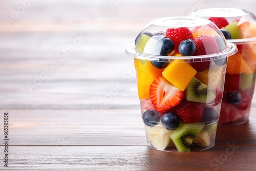 Fresh fruit salad to go with copy space.