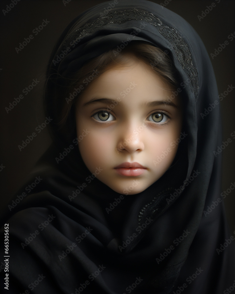 portrait of a islamic little child girl portrait of a islamic little child girl