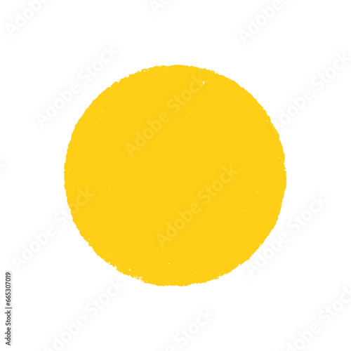 少しかすれた手描きの丸 - 丸いハンコ･スタンプのテンプレート - シンプルな黄色の背景素材