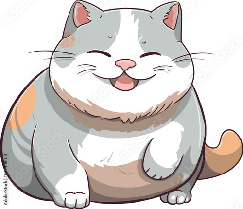 Cute chubby cat, vector