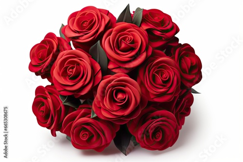 Red rose bouquet isolated on white background.