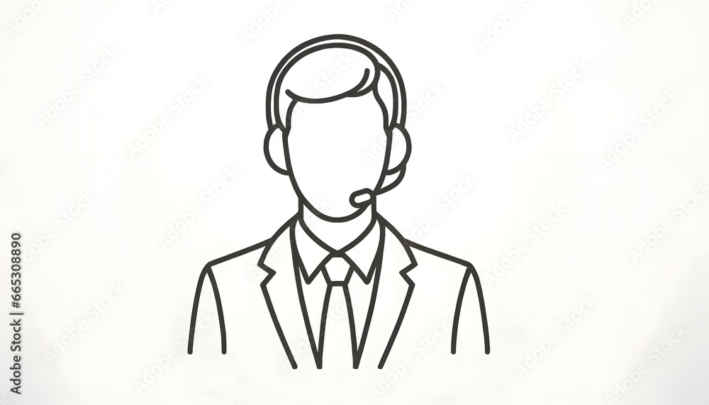 vector outline illustration showcasing a silhouette of a customer service representative.