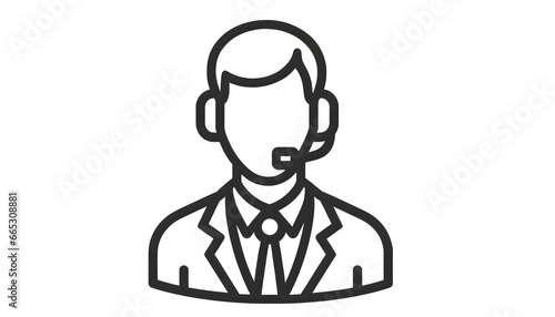 vector outline illustration on a white background, depicting a simple and elegant silhouette of a customer service representative